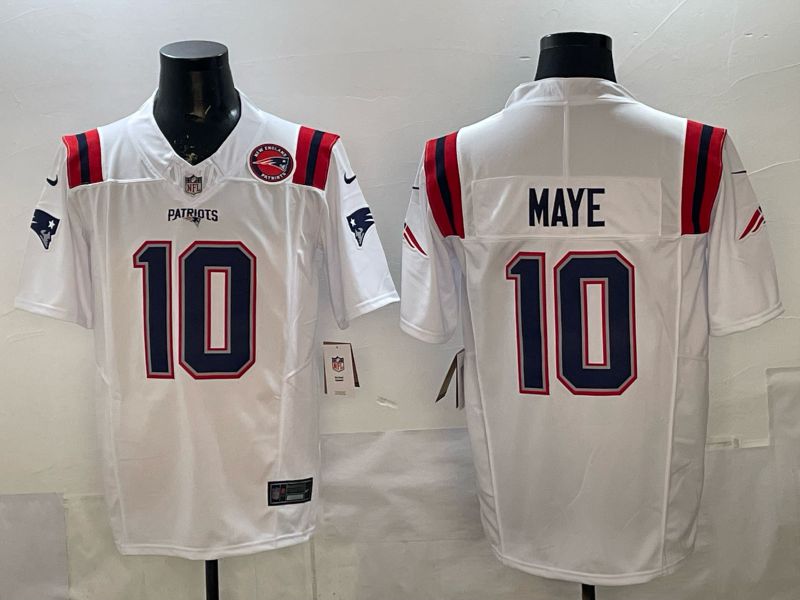 Men 2026 New England Patriots #10 Maye white Limited Nike NFL Jersey style 01
